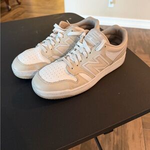 New Balance Men's Beige and White Sneakers
